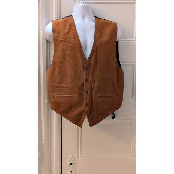 Paragraff Clothing Co Button Front V Neck Brown Suede Vest Size XL - Picture 1 of 6